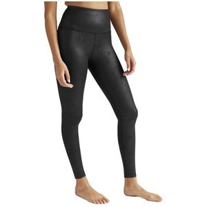 NEW Beyond Yoga Leatherette Faux High Waisted MIDI Leggings. Size Small. Black.